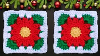 Crochet Christmas Granny Square I Crochet Flower Granny Square