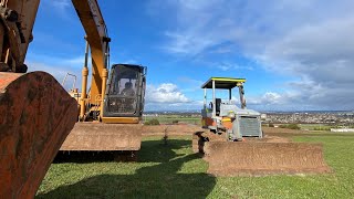 Earthmoving - Levelling clean fill with Case Excavator and Hitachi Dozer.