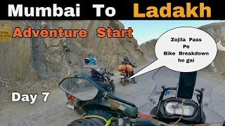 Ladakh Bike Ride 2024 | Day 7 | Mumbai To Ladakh  | Srinagar To Kargil Via Zozilla Pass | Part 1