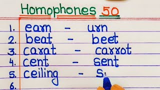 Homophones ! 50 Most Important Homophones ! Homophones in English ! English Words