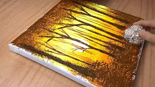 Easy Aluminum painting technique / Autumn Forest / Step by Step #238 / Satisfying Art ASMR