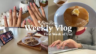 My Last First Week of School 🏫 final year uni student, diy korean blush nails, perfect, pancakes