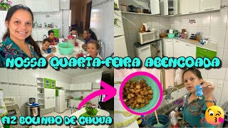 NOSSA QUARTA-FEIRA ABENÇOADA - FIZ BOLINHO DE CHUVA NO CAFÉ DA MANHÃ - E ORGANIZEI O ARMÁRIO.❤️