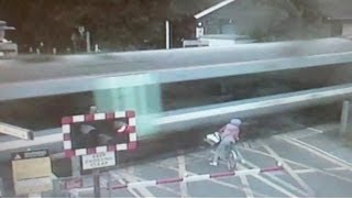 CCTV shows level crossing near miss cyclist seconds from Waterbeach train collision