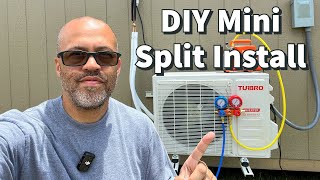 Turbro 12k BTU Ductless Mini Split Energy star 23 Seer2 Installation - DIY Mini Split Install