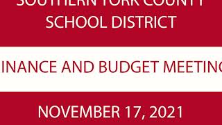 Finance and Budget Presentation, November 17, 2021