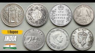 Few old 1 Rupee Coin of INDIA | Antique Coins Collection