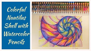 Colorful Nautilus Shell with Watercolor Pencils | Grabie Product Review and Demo