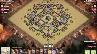 Best town hall 9 clan war 3 star attack strategy using GoVaHo - clash of clans