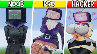 TV WOMAN STATUE BUILD CHALLENGE - NOOB vs PRO vs HACKER vs GOD Minecraft №8