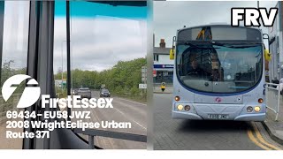 Full Route Visual (Sped Up) - First Essex Route 371 from Colchester to Chelmsford