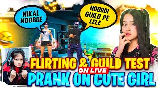 Flirting And Guild Test Prank On Cute Girl Youtuber In Live😍🤤 - Garena Free Fire😂