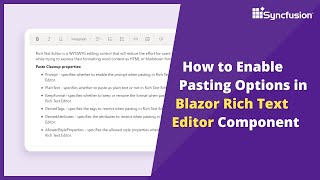 How to Enable Pasting Options in Blazor Rich Text Editor Component