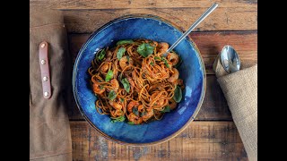 AD Basil pesto & king prawn spaghetti