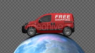 Motion Graphics - Delivery Van On Earth Free Shipping Concept | VideoHive