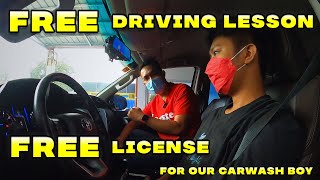 Free Driving Lesson and License for our Carwash Boy