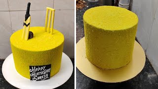 Cricket Theme Decorating Cake|Cricket Lover Birthday Cake |Easy and Simple Cricket Birthday Cake