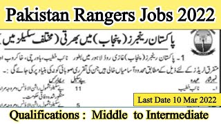 Pakistan Rangers Jobs 2022, Punjab Rangers Jobs 2022, Latest Jobs in Punjab Rangers Pakistan 2022