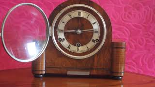 Vintage Art Deco 'Perivale' 8-Day Walnut Mantel Clock with Westminster Chimes