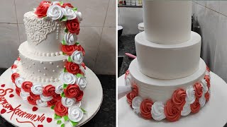 Three Step Engagement Flower Decorations Cake|#Trending Three Step Engagement Cake Ideas 2024