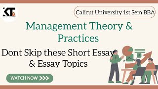 Calicut University 1st Sem BBA Important Short Essay and Essay Topics