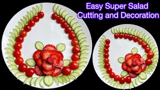 Super Salad Decoration Idea|Beautiful Cucumber Tomato and Strawberry Fruit Cutting Garnish Trick|