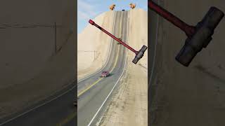 Cars & School Bus vs Giant Hammer - BeamNG.Drive