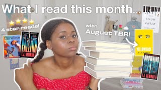 july reading wrap + august tbr 🎧 Coraline, Drowning, Yellowface | 🩷 w/ booktok recs