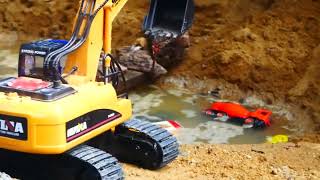 Mission Mudslide: Excavator Truck's Sand Pit Struggle / Toy car story