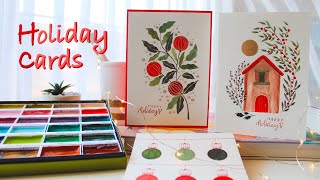 Easy Holiday cards - Art Vlog - Color mixing with kuretake art nouveau + gold