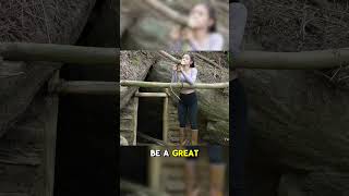 ☢️ Woman makes a survival shelter in the forest  #diy  #shorts