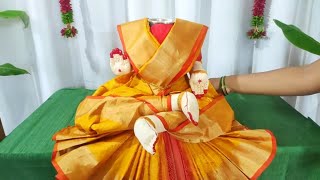 Quick and easy Varamahalakshmi saree draping || saree draping for Varamahalakshmi devi pooja 2024.