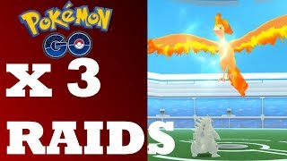 3X LEGENDARY MOLTRES RAID!! FINALLY CAUGHT ONE!!! - POKEMON GO