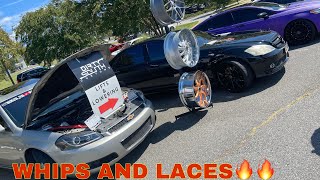 WHIPS AND LACES CAR & SNEAKER SHOW.🏎💨 CRAZY LOUD LSX CHOPPING, AND CRAZY TURBOS ON MUSTANG GT‼️