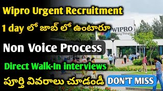 Wipro Urgent Recruitment 2024 | Non Voice Process | Walk-In interviews |Jobs in Hyderabad | Wipro