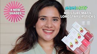 NEW SHADES of Mamaearth Moisture Matte Longstay Lipsticks SWATCHES |DrSmileup|