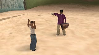 This is what happens to Carl after final mission "End of the line" in GTA San Andreas