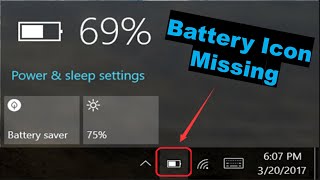 How To Fix Battery Icon Missing In Taskbar | Battery Icon Missing Windows 10 /11 | @technicalicode