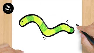 #601 How to Draw a Green Worm - Easy Drawing Tutorial