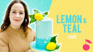 Lemon and Teal Ganached Cake Tutorial | How To | Cherry School