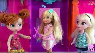 Disney Frozen Toys Elsa Anna & Barbie Dolls Stories! Camping! Baby Sitter, Swimming +Makeover!