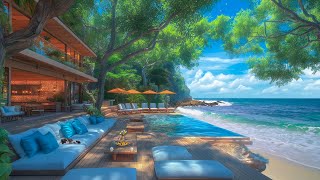 Uplifting Bossa Nova at a Charming Cafe - Relaxing Ocean waves with Morning Jazz