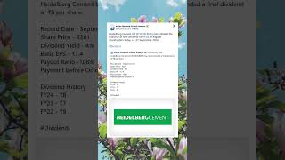 Heidelberg Cement Ltd Final Dividend for FY24 Credited in Bank Account. #StockMarket #DividendStocks