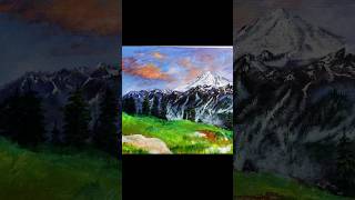 Easy acrylic canvas painting for beginners | beautiful snowy mountain drawing #art  #shorts