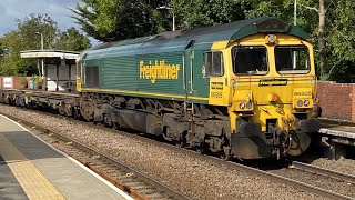 66505 Freightliner (original colours) 4L87 containers & 66593 on tow 13:40 1E Lea Road 27/9/2024