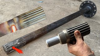 Truck rear wheel axle broken teeth replaced amazing idea | Truck rear axle teeth replaced and repair