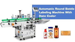 ZONESUN ZS-TB822 Automatic Cursor Positioning Round Bottle Labeling Machine With Date Coder