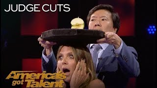 Aaron Crow Dangerously Shoots Apple Off Heidi Head - America's Got Talent 2018