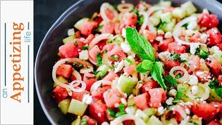 Watermelon Cucumber Feta Salad