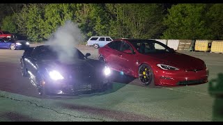 H/C ,kong ported blower , meth ,  C7 Z06 vs Tesla Plaid at no prep .1st round